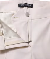 White Wool Mid Waist Tapered Trouser Pants 3