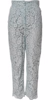 Mint Green Cotton Floral Lace Trousers Pants 3