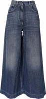 Blue Cotton High Waist Wide Leg Denim Jeans 3