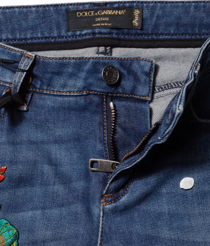 Blue Cotton Mid Waist Skinny Denim Jeans