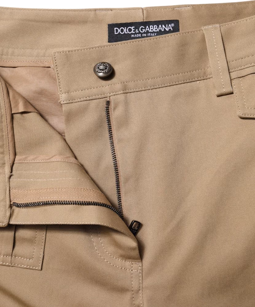 Beige Mid Waist Cargo Tapered Pants