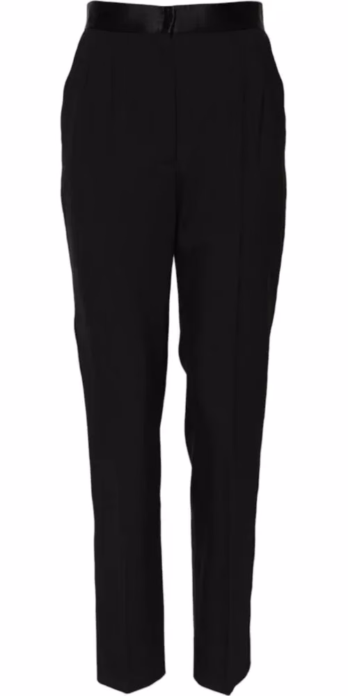 Black Wool Tapered High Waist Pants