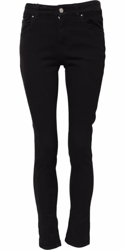Black Cotton Skinny Mid Waist Denim Jeans