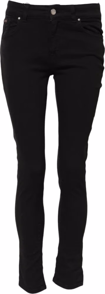 Black Cotton Skinny Mid Waist Denim Jeans