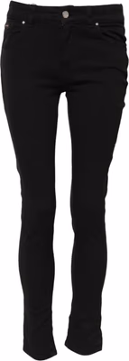 Black Cotton Skinny Mid Waist Denim Jeans