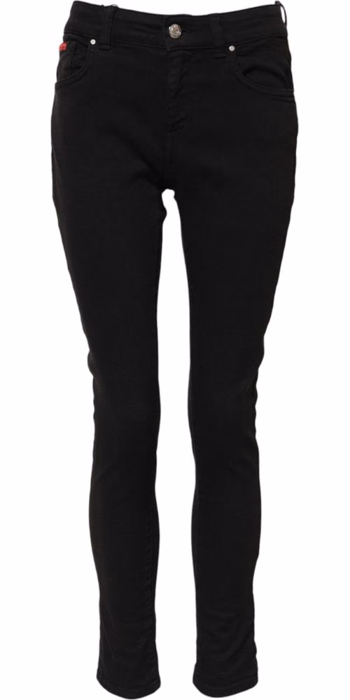 Black Cotton Logo Skinny Mid Waist Denim Jeans