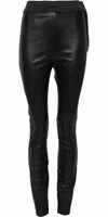 Black Leather Elastic Waist Pants 1