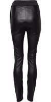 Black Leather Elastic Waist Pants 2