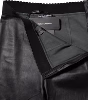 Black Leather Elastic Waist Pants 3