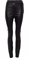 Black Leather Elastic Waist Pants 4