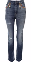 Blue Rhinestone Embellished Denim Jeans 1