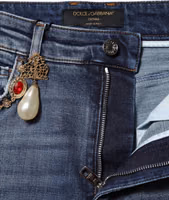 Blue Rhinestone Embellished Denim Jeans 3