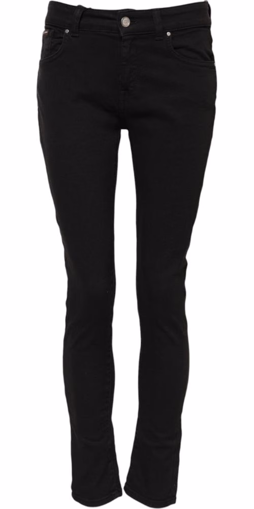 Black Cotton Logo Skinny Mid Waist Denim Jeans