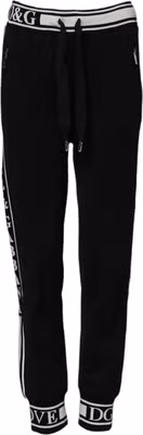 Black Cotton Jogger Logo Waist Pants