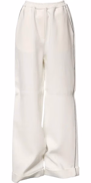 White Viscose Wide Leg Pull On Pants