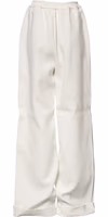 White Viscose Wide Leg Pull On Pants 2