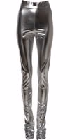 Metallic Silver Polyester Slim Fit Leggings Pants 4