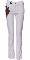 White Floral Embroidery GIRLY Denim Jeans 1