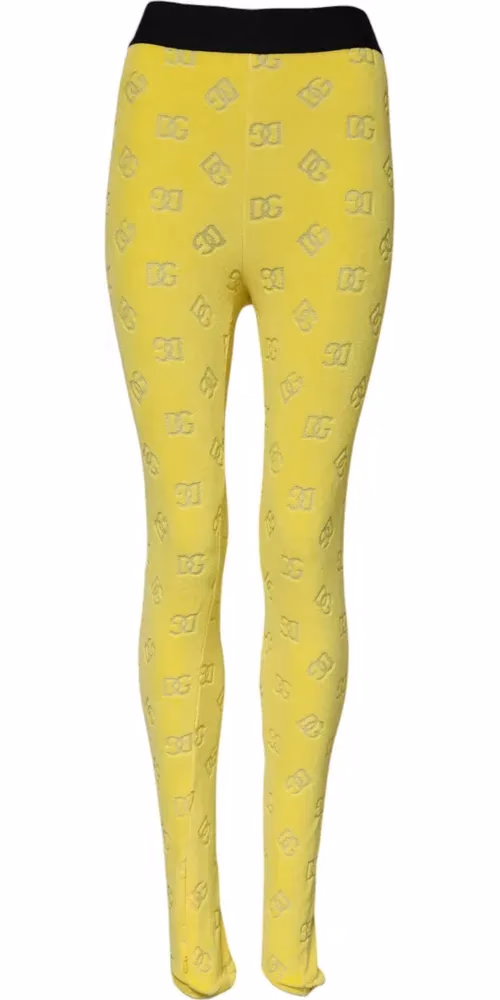 Yellow Logo Slim Fit Leggings Pants