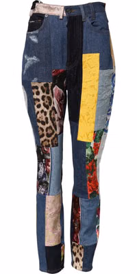 Multicolor Patchwork Skinny Denim Jeans