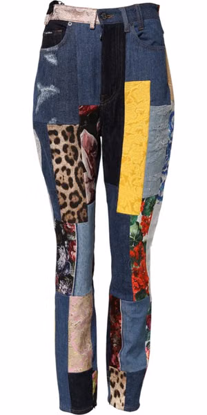 Multicolor Patchwork Skinny Denim Jeans
