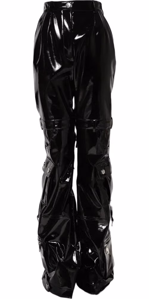 Black High Waist Cargo Bootcut Pants