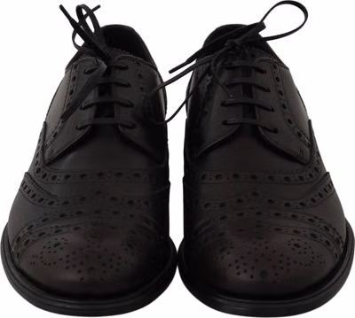 Black Leather Wingtip Oxford Dress  Shoes