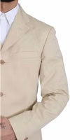 Two Piece 3 Button Beige Cotton Solid Suit 3
