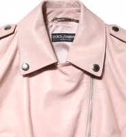 Light Pink Collar Leather Women Biker Jacket 3