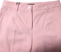 Pink Wool Mid Waist Tapered Pants 3