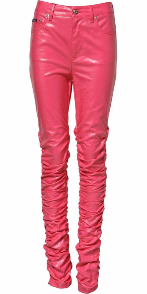 Pink Cotton High Waisted Skinny Denim Jeans