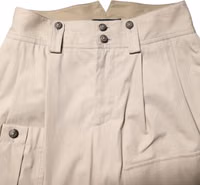 Beige Cotton High Waisted Pants 3