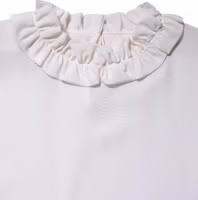 White Ruffled Neckline Blouse Pullover Top 3