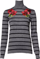 Gray Floral Embroidery Pullover Sweater 1