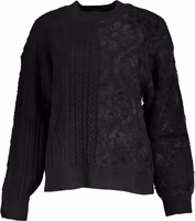 Black Cotton Women Sweater with Turtleneck 1