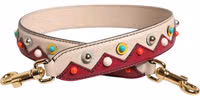 Beige Red Leather Handbag Accessory Shoulder Strap 1