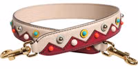 Beige Red Leather Handbag Accessory Shoulder Strap 4