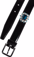 Black Embellished Metal Logo Buckle Belt 4