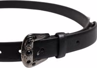 Black Studded Leather Metal Logo Buckle Belt 3