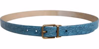 Blue Leather Classic Gold Metal Buckle Belt 2