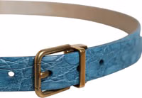 Blue Leather Classic Gold Metal Buckle Belt 3