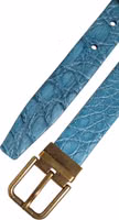 Blue Leather Classic Gold Metal Buckle Belt 5