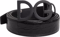 Black Leather Classic Metal DG Buckle Belt 1