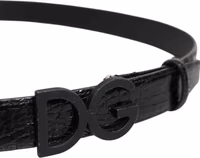 Black Leather Classic Metal DG Buckle Belt 3