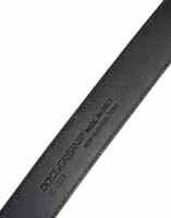Black Leather Classic Metal DG Buckle Belt 4