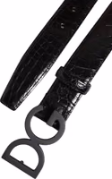 Black Leather Classic Metal DG Buckle Belt 5