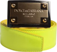 Yellow Green Classic Metal Logo Buckle Belt 1