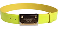 Yellow Green Classic Metal Logo Buckle Belt 2