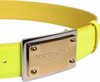 Yellow Green Classic Metal Logo Buckle Belt 3