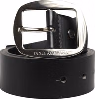 Black Leather Classic Metal Buckle Belt 1